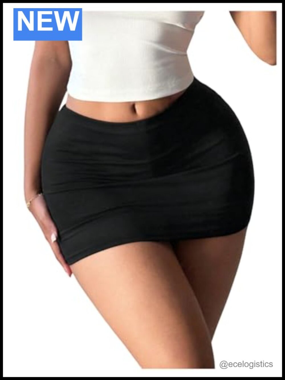 Plus Size High Rise Bodycon Mini Skirt Black